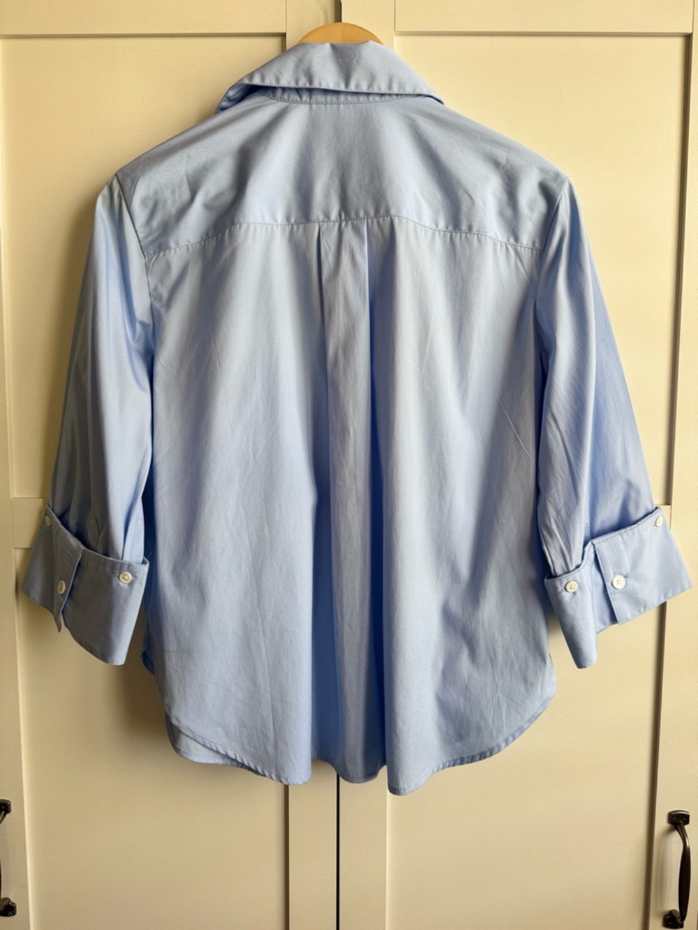 Madewell Easy Y-Neck Button-Up Shirt in Poplin Peri Blue Size Small - Picture 3 of 4